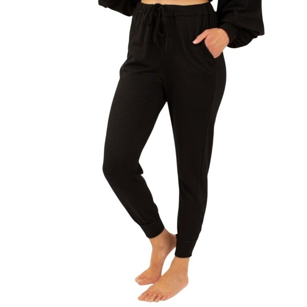 Mia Joy Joyfolie Luna‎ Sweatpants Black Soft Knit Drawstring Waist Jogger XS NWT